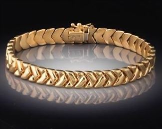 Ladies Vintage Italian Gold Zigzag Design Bracelet 