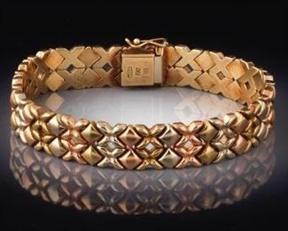 Ladies Vintage Italian TriColor Gold Bracelet 