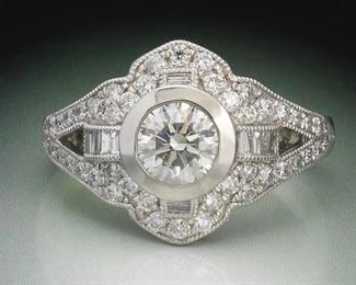 LadiesArt Deco Diamond Ring 0.90 ct Diamond Ring