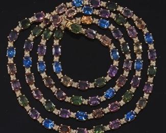 LeVian 70 ct Sapphire and 4.20 ct Diamond Necklace 