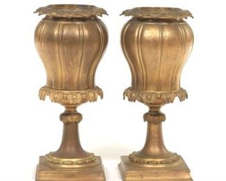Louis XIV Style Pair of Gilt Brass and Metal Urns