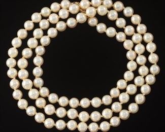 Matinee 7.5mm Pearl Necklace with Filigree Clasp