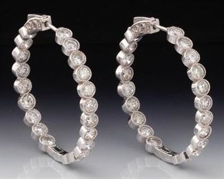Pair of Diamond Inside and Out Earrings 