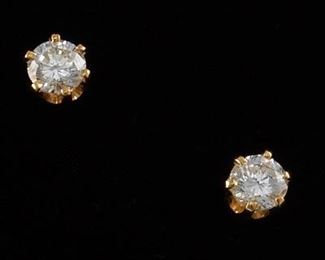 Pair of Diamond Stud Earrings, Each 0.49 ct 