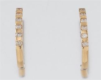 Pair of Round Cut Diamond Earrings 