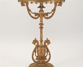 Petite Cast Iron Demilune Table with Marble Top