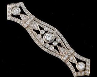 Platinum Art Deco Diamond Brooch 