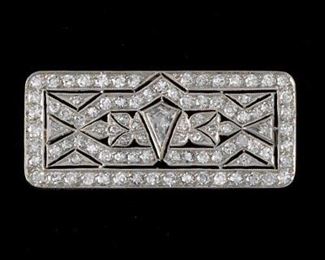 Platinum Deco Diamond Brooch 