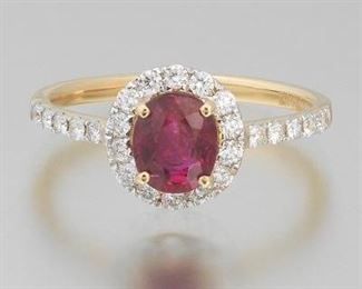 Rare Unheated Ruby and Diamond Ring, GIA Report 