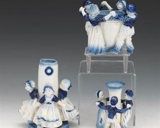 Set of Three Delft Figural Vases
