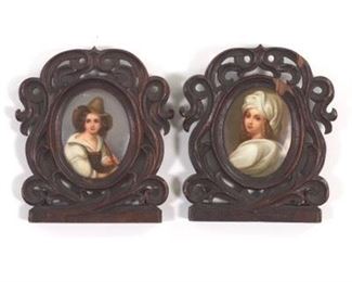 Two Portrait Miniatures on Porcelain Plaques