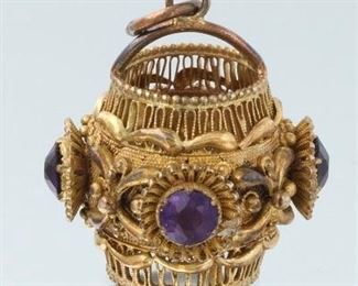 Victorian Gold and Amethyst Pocket Watch Fob