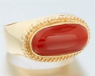 Vintage Gold and Coral Saddle Ring 