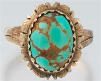 Vintage Gold and Turquoise Ring 