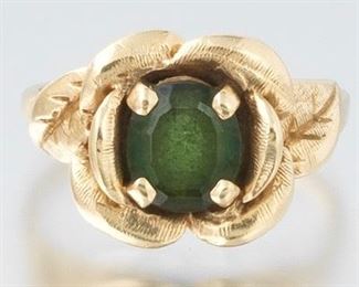 Vintage Peridot and Gold Flower Ring 