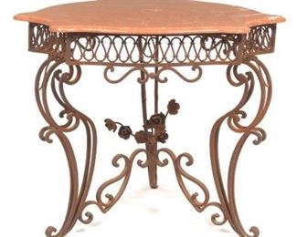Wrought Iron and Marble Table