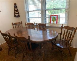 #1 wood oval table with 6 chairs and 2 leaves $175.00
