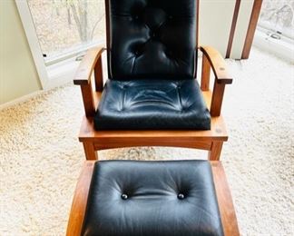 The “Lolling” Chair and coordinating ottoman by Thomas Moser, signed and dated 2001.  This chair has five reclining positions.