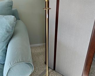 Two Holtkoetter halogen floor lamps with alabaster white glass shades