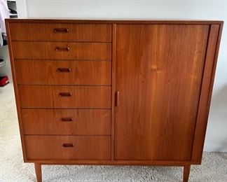 Incredible Danish Modern Gentleman’s Chest by Falster with Tambour Door.  48”W x 46”T x 17 3/4”D