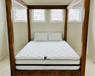 Queen size four post canopy bed with Beautyrest Black mattress set, sold separately 