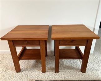 Vermont Furniture Designs mission style cherry wood single drawer side tables
