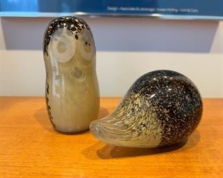 Fun Wedgwood Glass hand made art glass owl and hedgehog