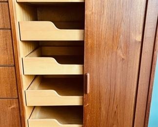 Incredible Danish Modern Gentleman’s Chest by Falster with Tambour Door.  48”W x 46”T x 17 3/4”D