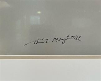 “Bear Hug” by Thomas D. Mangelsen, signed and numbered 731/5000.  Print size is 40” x 30”.  Framed size is 53 1/2” x 43 1/2”