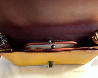 Coach 1941 Dinky Yellow Glove Tanned Leather Cross Body Bag with Gunmetal Hardware and Dust Bag