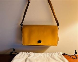 Coach 1941 Dinky Yellow Glove Tanned Leather Cross Body Bag with Gunmetal Hardware and Dust Bag