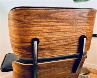 Early Charlton Company Brazilian Rosewood & Black Leather Eames Style 670 Lounge Chair & Ottoman.  This model is said to be the closest reproduction to the Classic Herman Miller Eames Lounger