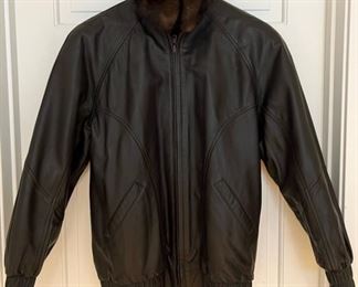 Very Nice Ladies reversible mink and leather bomber style jacket