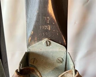 Antique Hickory Wood Snow Skis by C.A. Lund Co., Hastings, MN