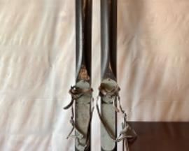 Antique Hickory Wood Snow Skis by C.A. Lund Co., Hastings, MN