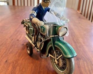 c.a. 1950s Tippco, West Germany tin litho Police Motorcycle TCO-598 toy