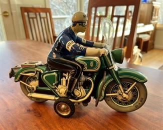 c.a. 1950s Tippco, West Germany tin litho Police Motorcycle TCO-598 toy