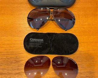 Vintage Porsche Carrera sunglasses with original case and an extra set of lenses