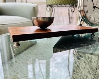 Extremely Rare Philippe Barbier Rosewood Sculpture with Metal Cups