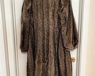 Ladies full length raccoon fur coat