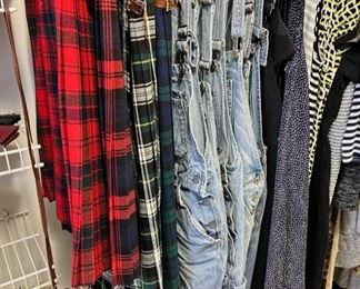 Wool skirts and a selection of ladies denim overalls
