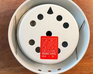 Original white metal Thermometer designed by Henning Koppel for Georg Jensen