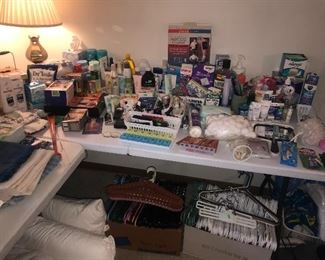 Toiletries hangers pillows