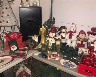 Christmas decorations snowman wreaths file cabinet