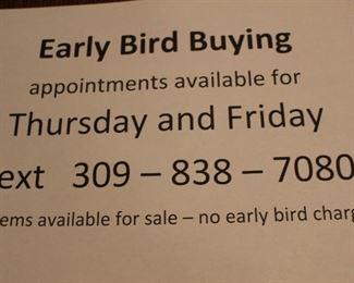 Early bird on Thursday/Friday Dec 9 and 10