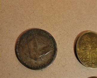 Head/tails token, Pop's Pizza token, Very Worn Walking  liberty, Angel token