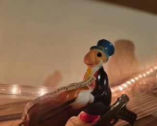 Jimminy Cricket wind up toy and metal figures plus a G-Man Marx toy