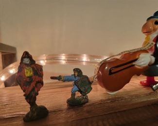 Jimminy Cricket wind up toy and metal figures plus a G-Man Marx toy