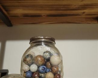 Jar of antique marbles 54 count