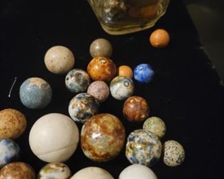 Jar of antique marbles 54 count